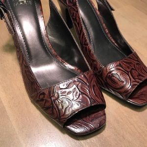 Alex Marie Leather Brown Sling Back Heels